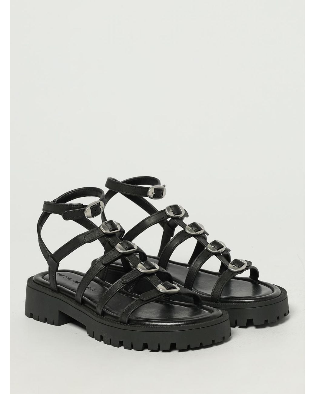 Marc Jacobs Black Platform Buckle Gladiator Sandals