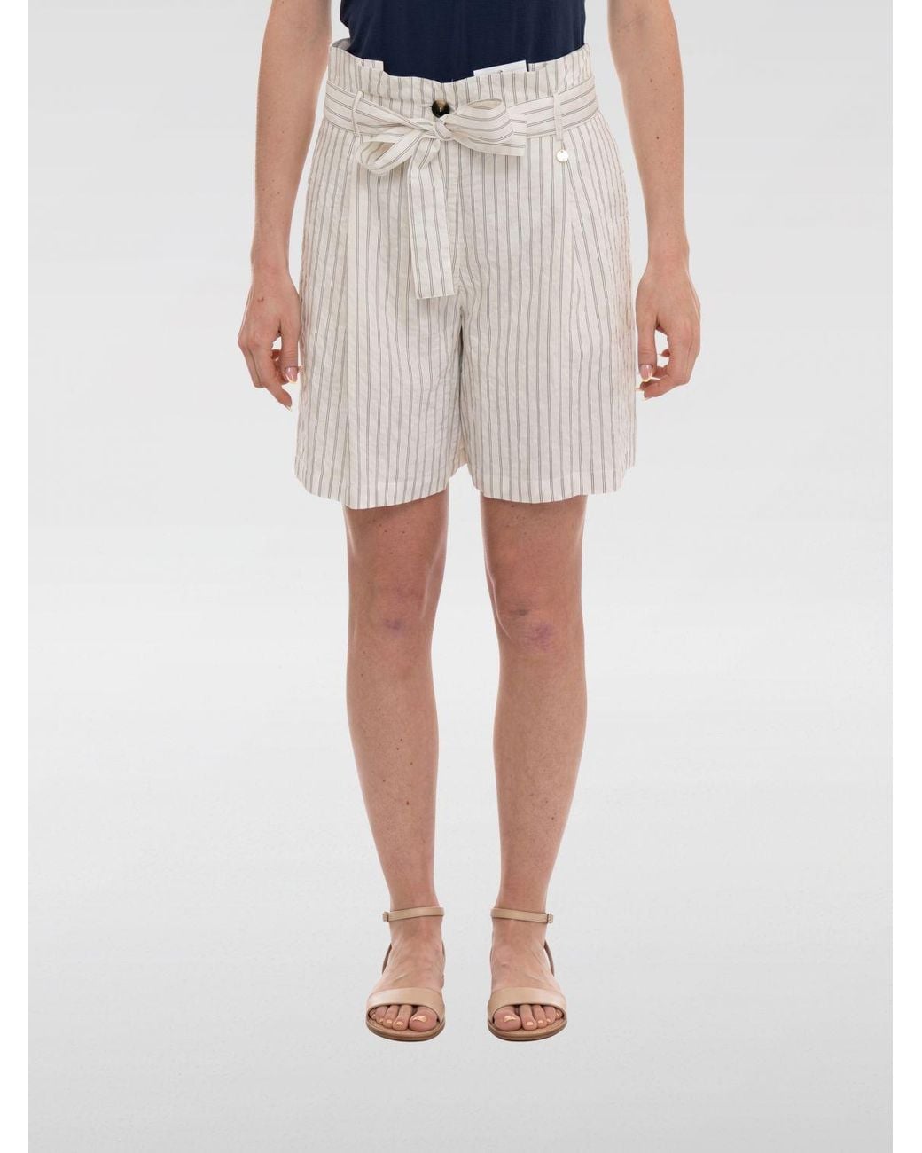 Liu Jo Natural Striped Viscose Shorts