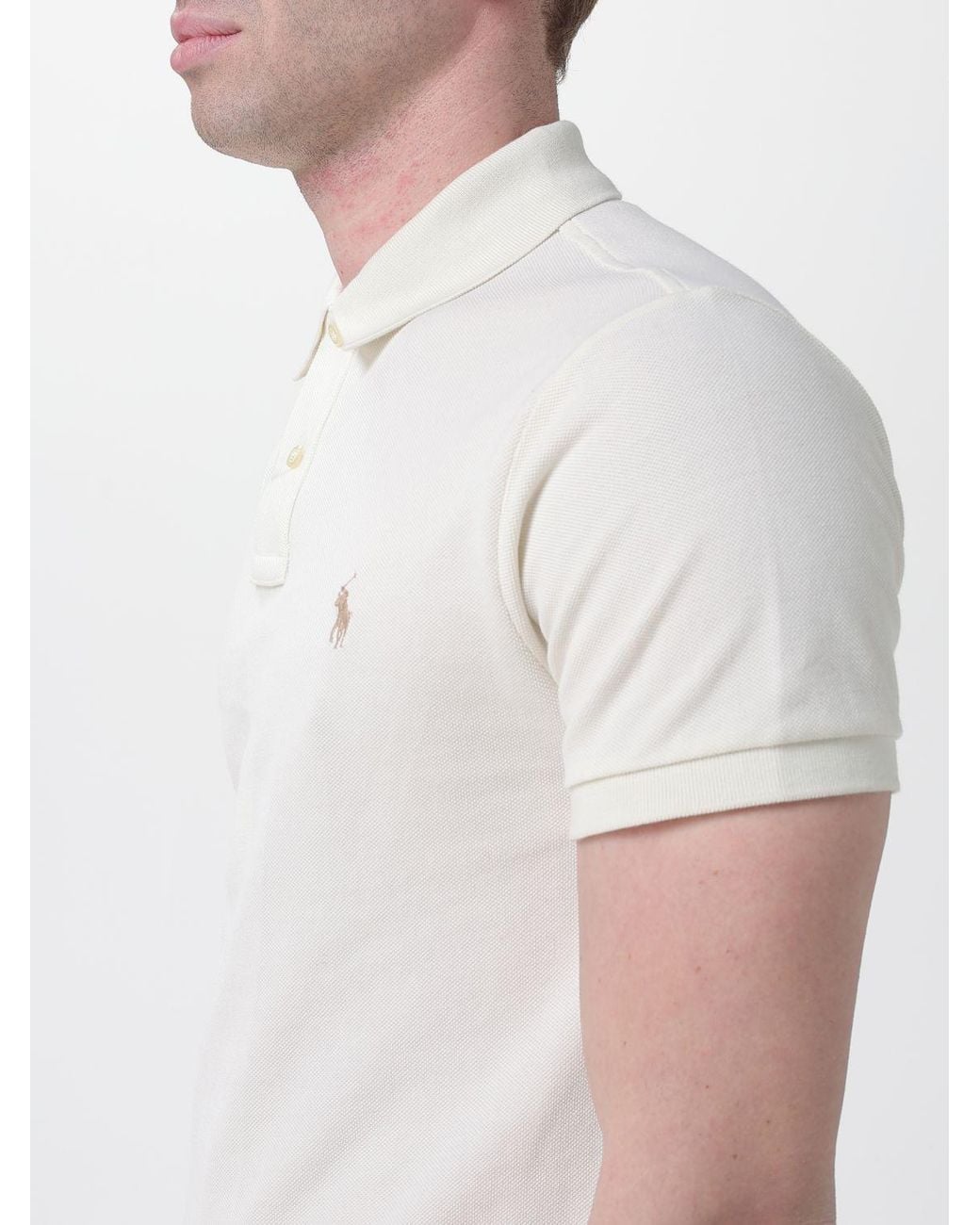 Polo Ralph Lauren White Pony Logo Cotton Polo Shirt for men
