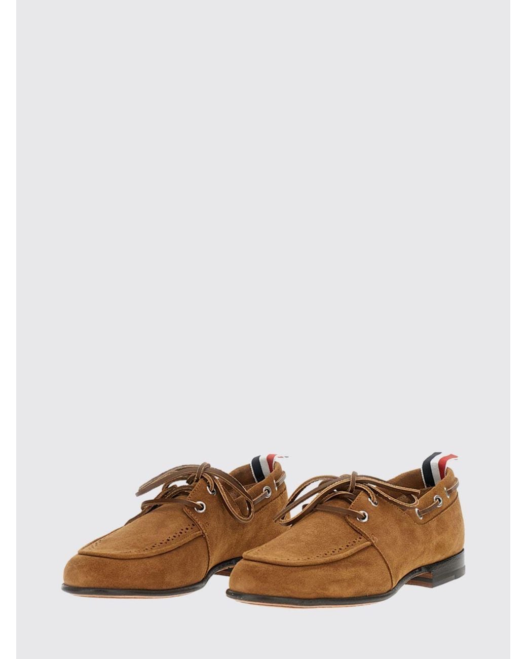 Thom Browne Brown Suede Boat Shoes With Tricolour Flag