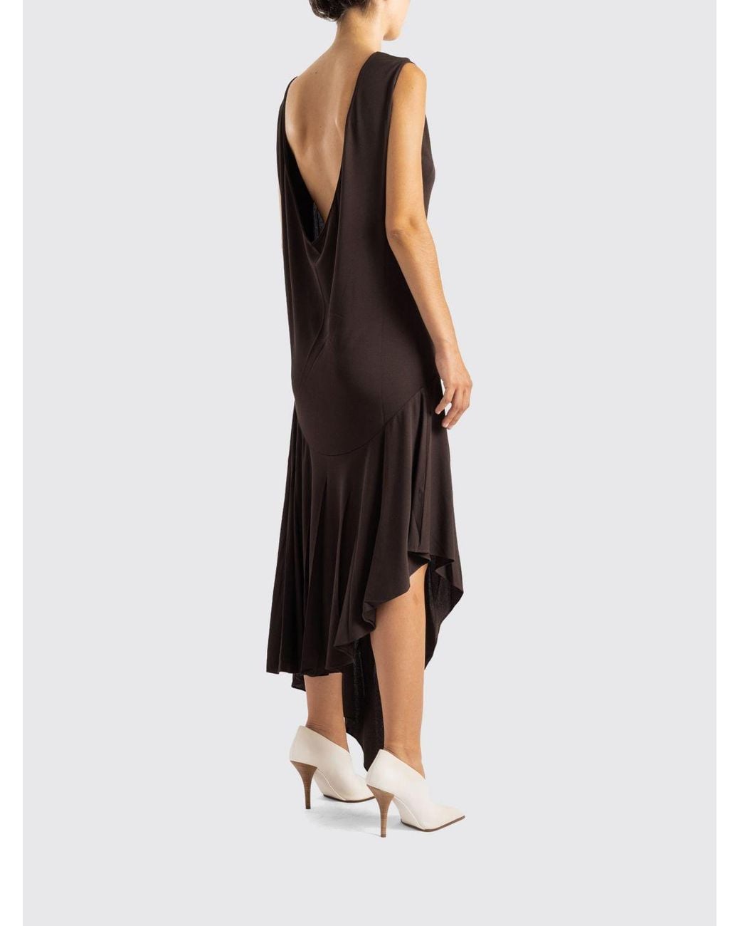 Alaïa Brown Sleeveless Asymmetrical Midi Dress