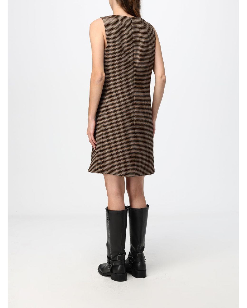 Courreges Natural CourrÈ Ges Sleeveless A-Line Mini Dress With Houndstooth Print