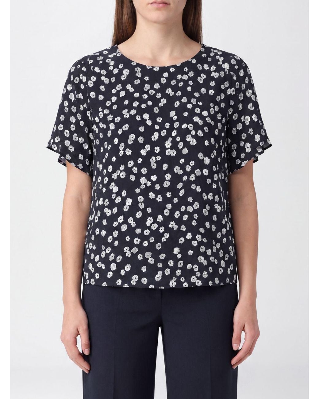 Isabel Marant Black Floral Print Silk-Blend Short-Sleeve Blouse