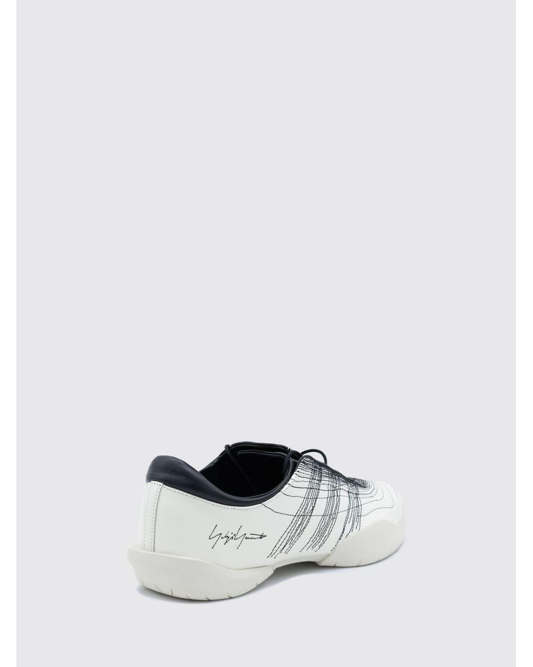 Y-3 White Regu Low Top Leather Trainers With Embroidered Logo for men