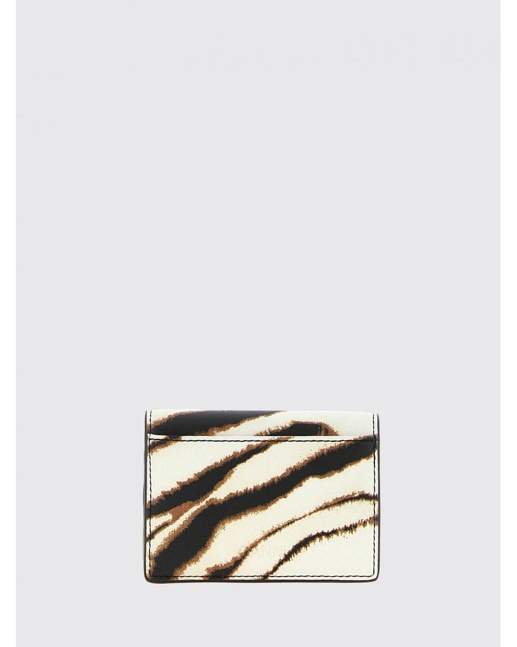 Ganni White Bou Zebra-Print Faux Leather Wallet With Butterfly Logo