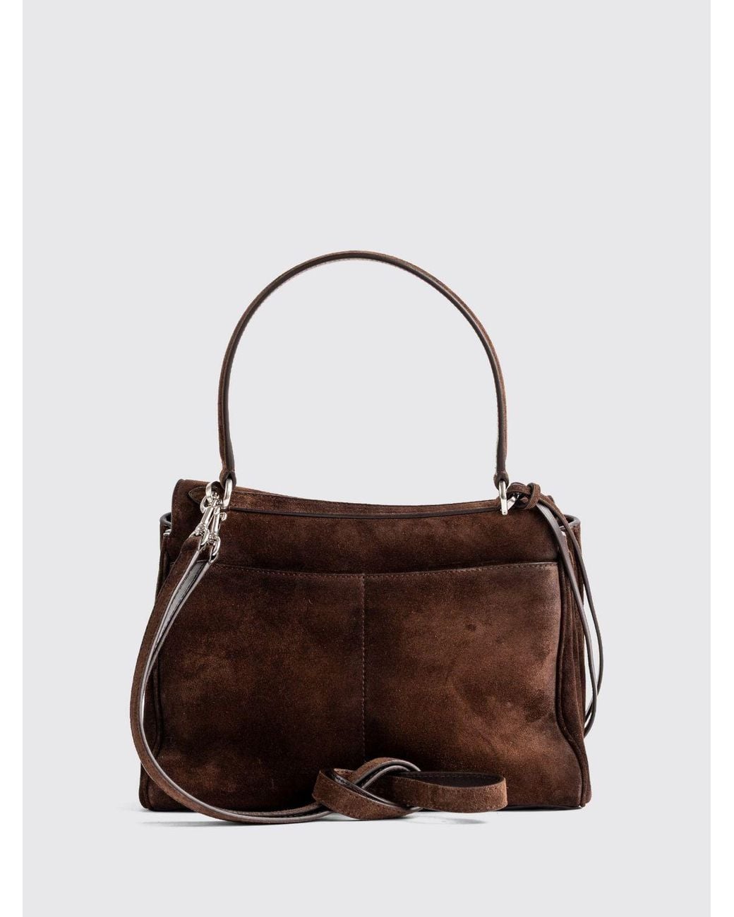 Balenciaga Brown Rodeo Small Suede Calfskin Handbag With Charm And Turn-Lock Closure