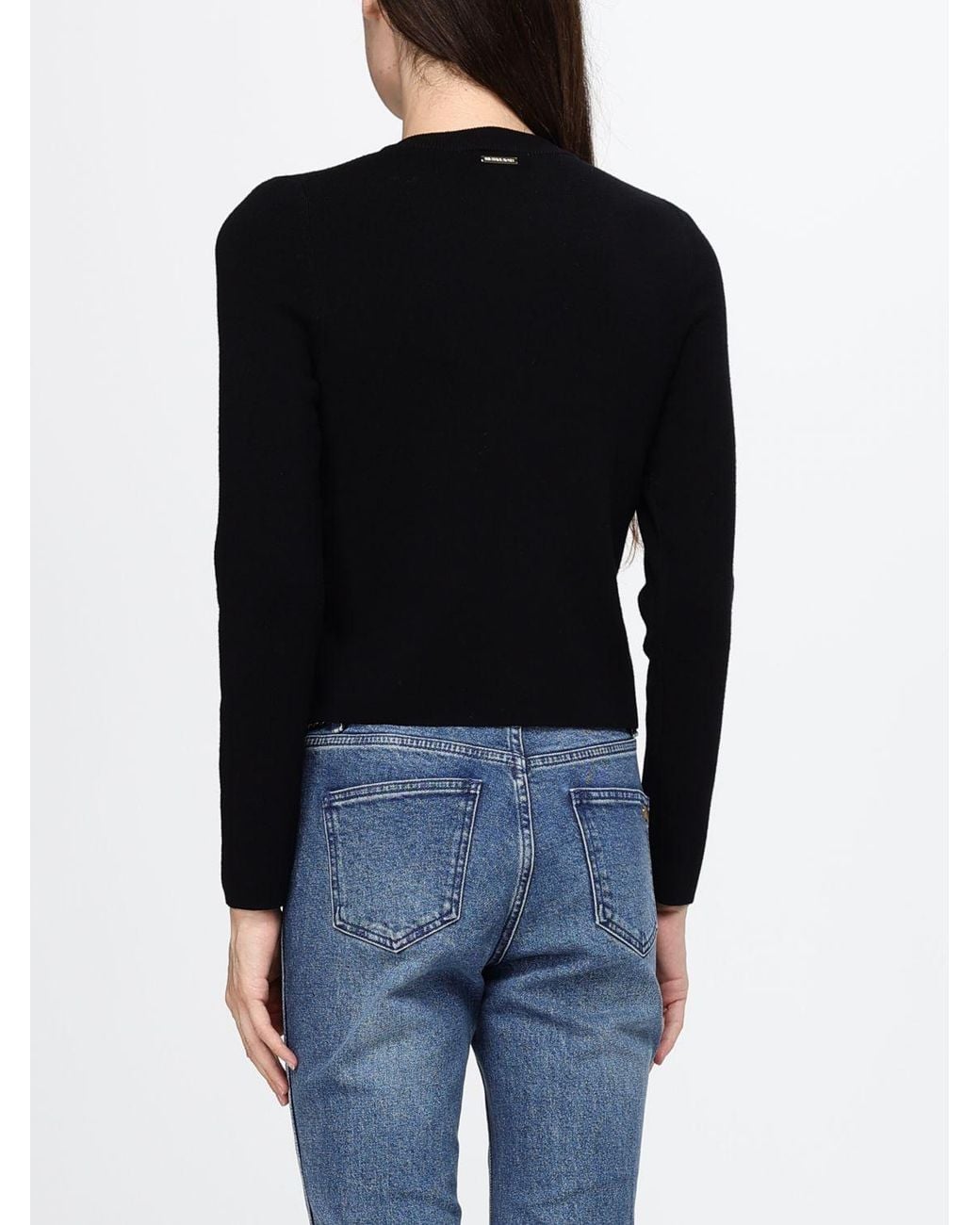 Cárdigan De Cuello Redondo De Mezcla De Lana Merina Con Cierre De Botones Michael Kors de color Black