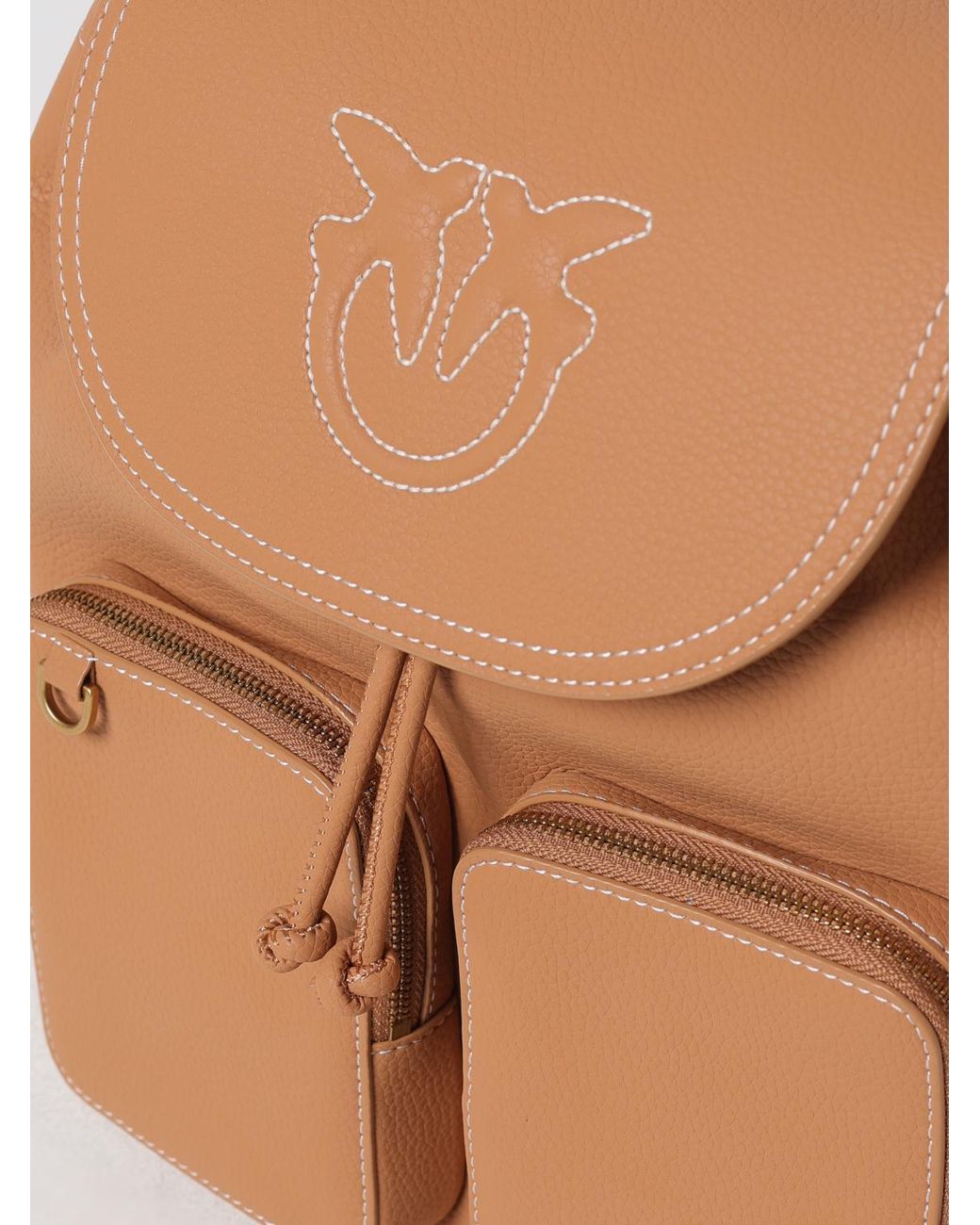 Pinko Natural Pebbled Leather Backpack