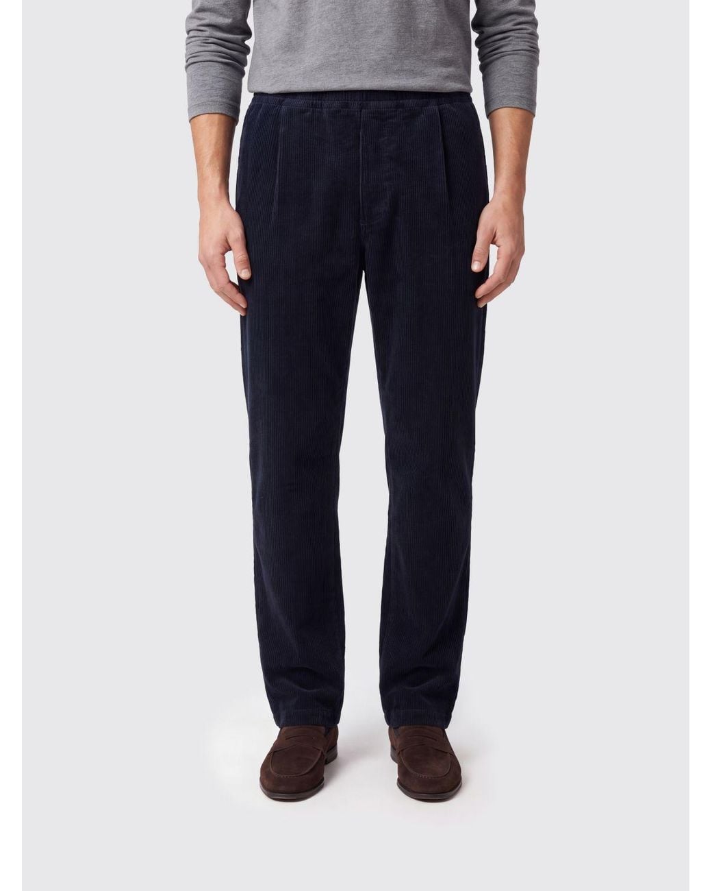 Barena Blue Slim Fit Corduroy Trousers With An Elasticated Waist for men