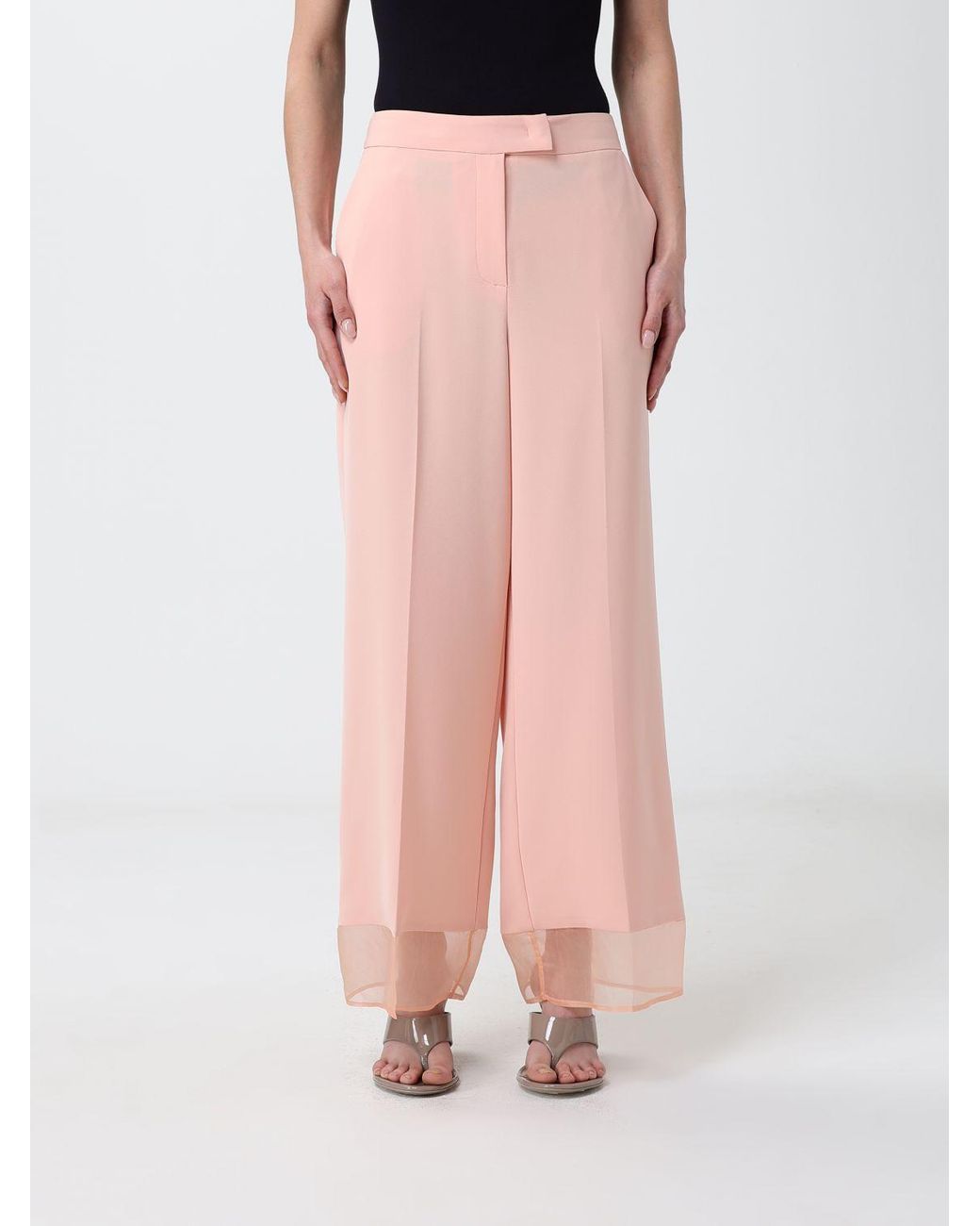 SIMONA CORSELLINI Pink Crêpe Tailored Trousers