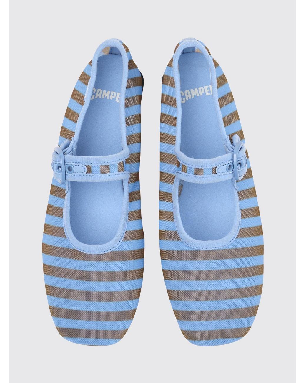 Camper White Casi Myra Striped Recycled Polyester Ballerinas