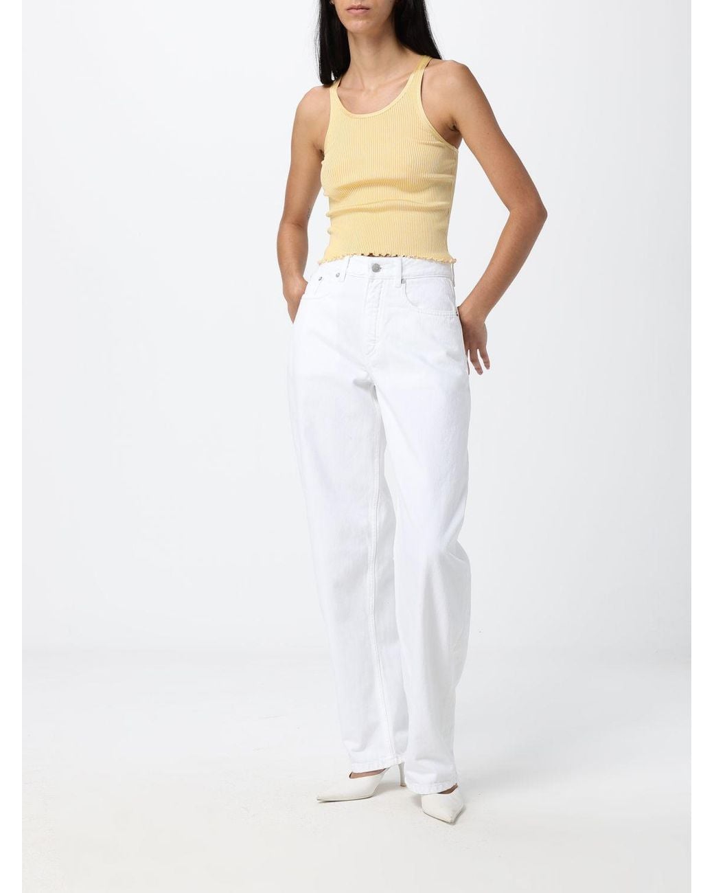 Alaïa White Slim Fit Ribbed Silk U-Neck Tank Top With Thin Straps