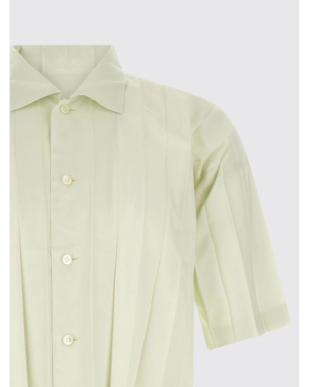 Homme Plissé Issey Miyake Green Homme Plissé Issey Miyake Pleated Crêpe Short-Sleeve Bowling Shirt for men
