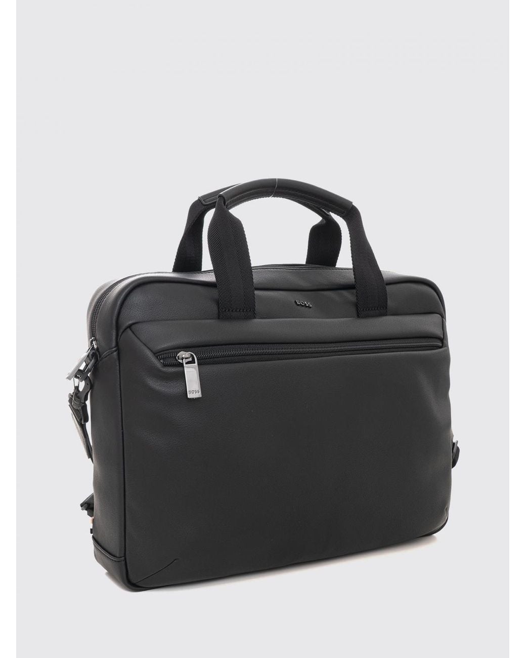 Boss Black Regenerated Leather Briefcase With Double Handle And Removable Strap for men