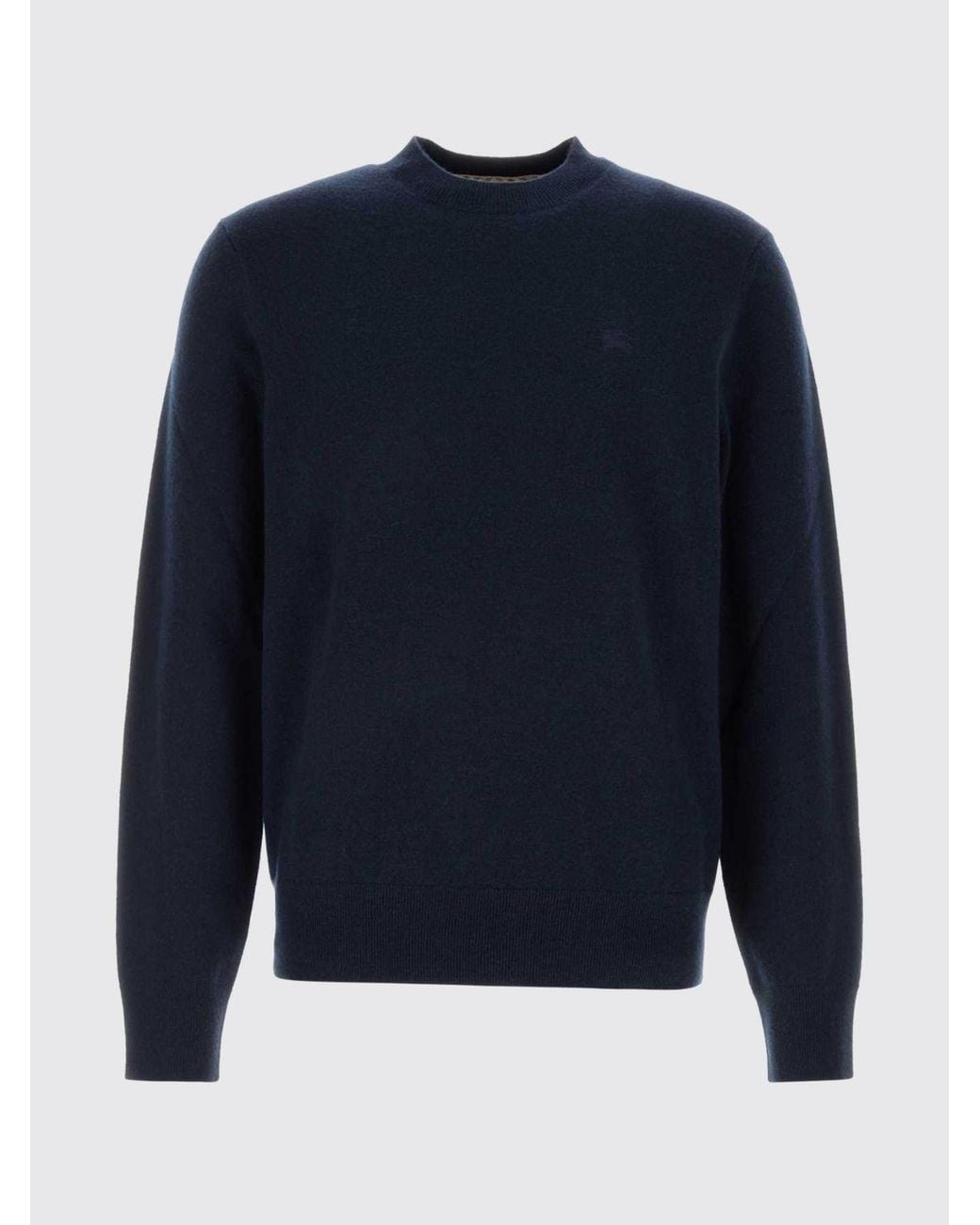 Burberry Blue Embroidered Ekd Logo Cashmere Crewneck Jumper for men