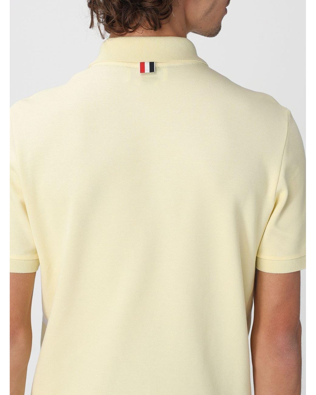 Thom Browne Yellow 4-Bar Cotton Polo Shirt for men