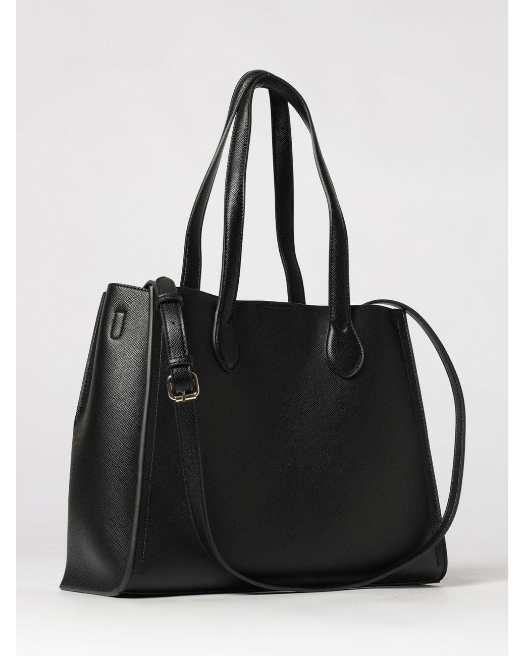 Twinset Black Saffiano Synthetic Leather Tote Bag With Double Handle