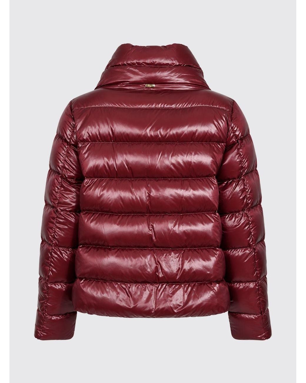Herno Red Short Quilted Ultralight Nylon Down Jacket With High Neck And Drawstring