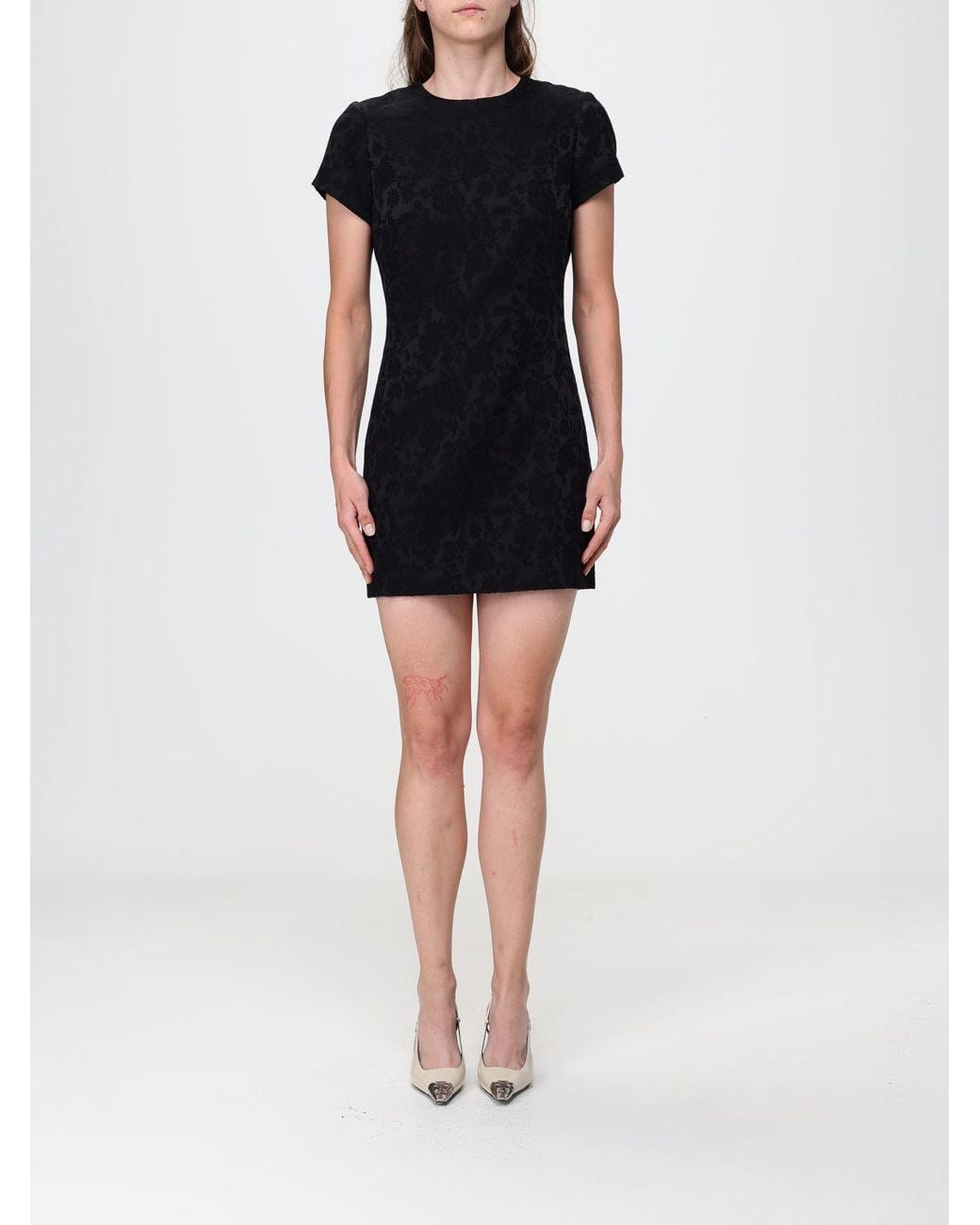 Saint Laurent Black Floral Print Cotton Blend Mini Sheath Dress