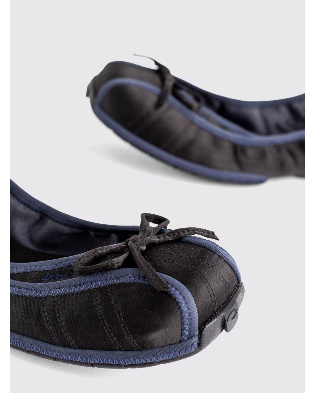 Balenciaga Blue Polyester Ballerina Flats With Decorative Bow And Round Toe