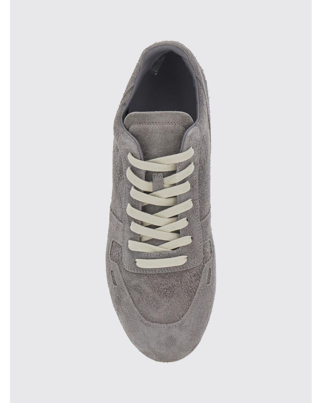 Rick Owens Gray Low-Top Suede Sneakers With Leather Interior for men