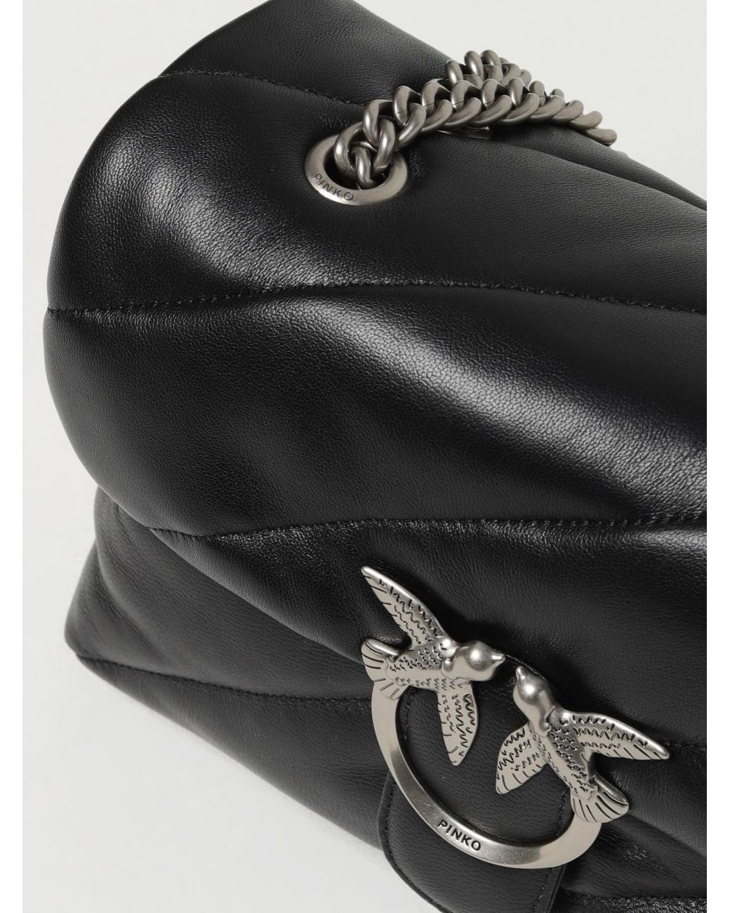 Pinko Black Love Puff Quilted Nappa Leather Crossbody Bag