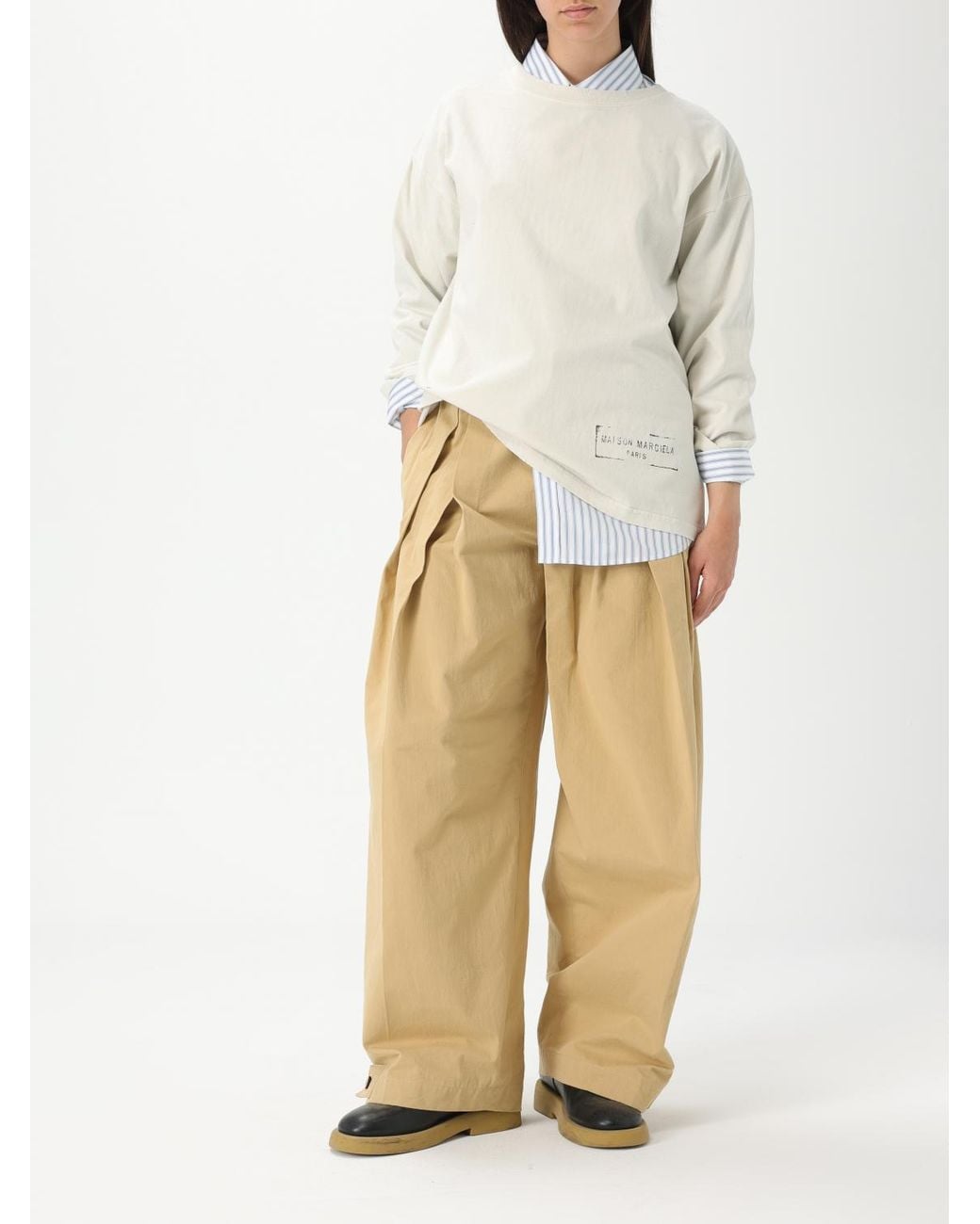 Maison Margiela Blue Striped Cotton Shirt Relaxed Fit