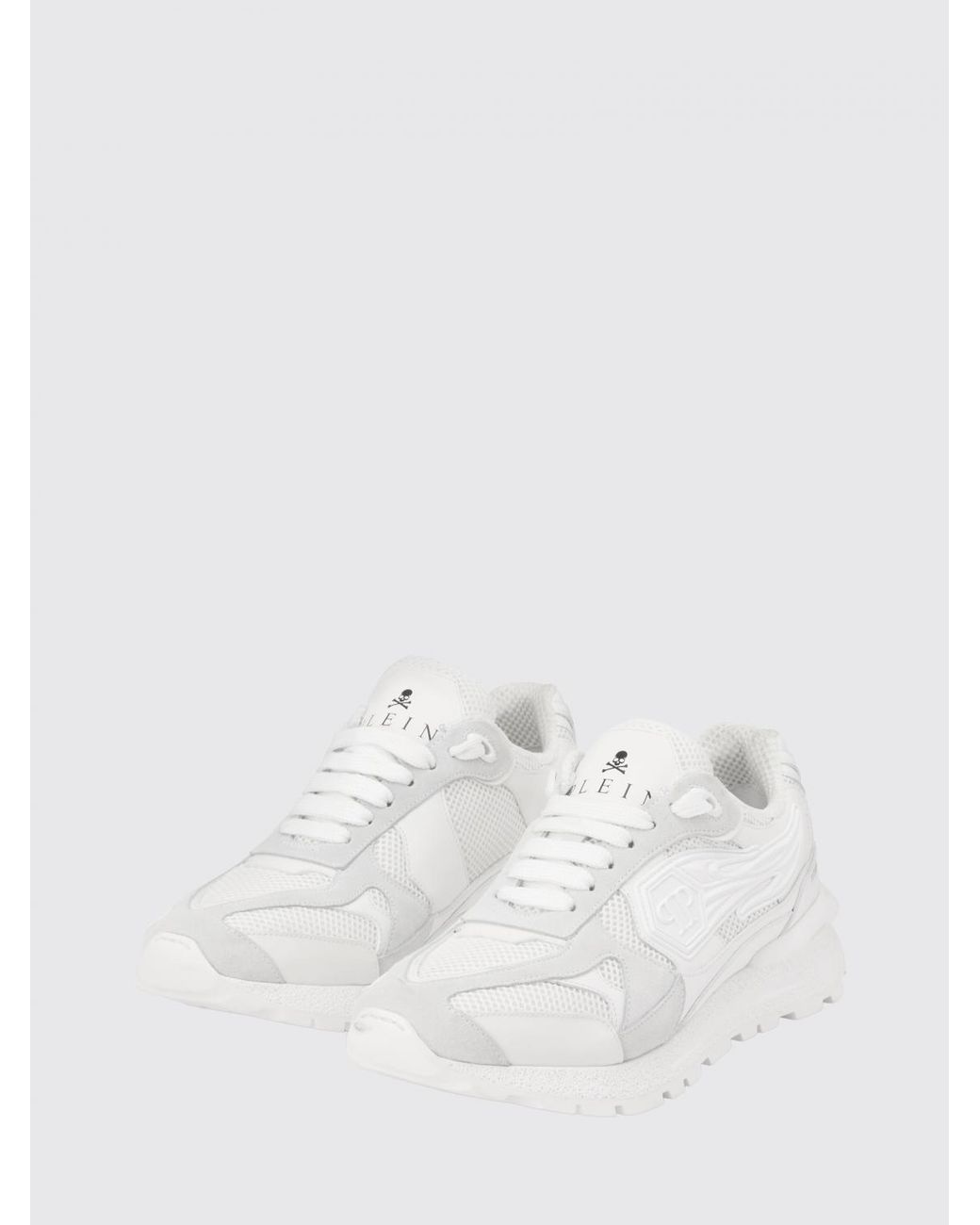Philipp Plein White Leather And Mesh Sneakers for men