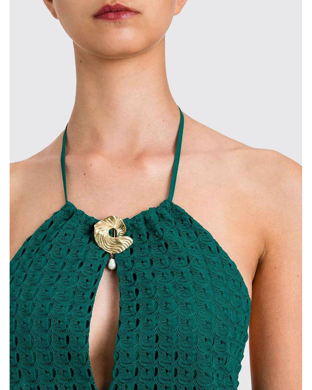 Twinset Green Crochet Jersey Jumpsuit
