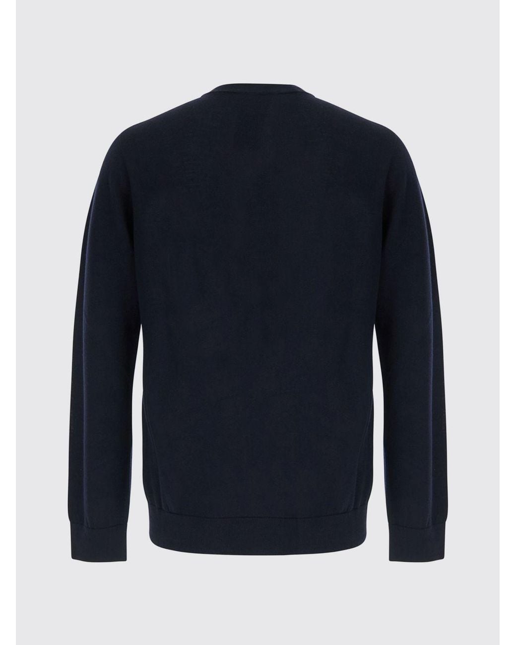 Giorgio Armani Blue Virgin Wool Crewneck Jumper With Embroidered Monogram for men