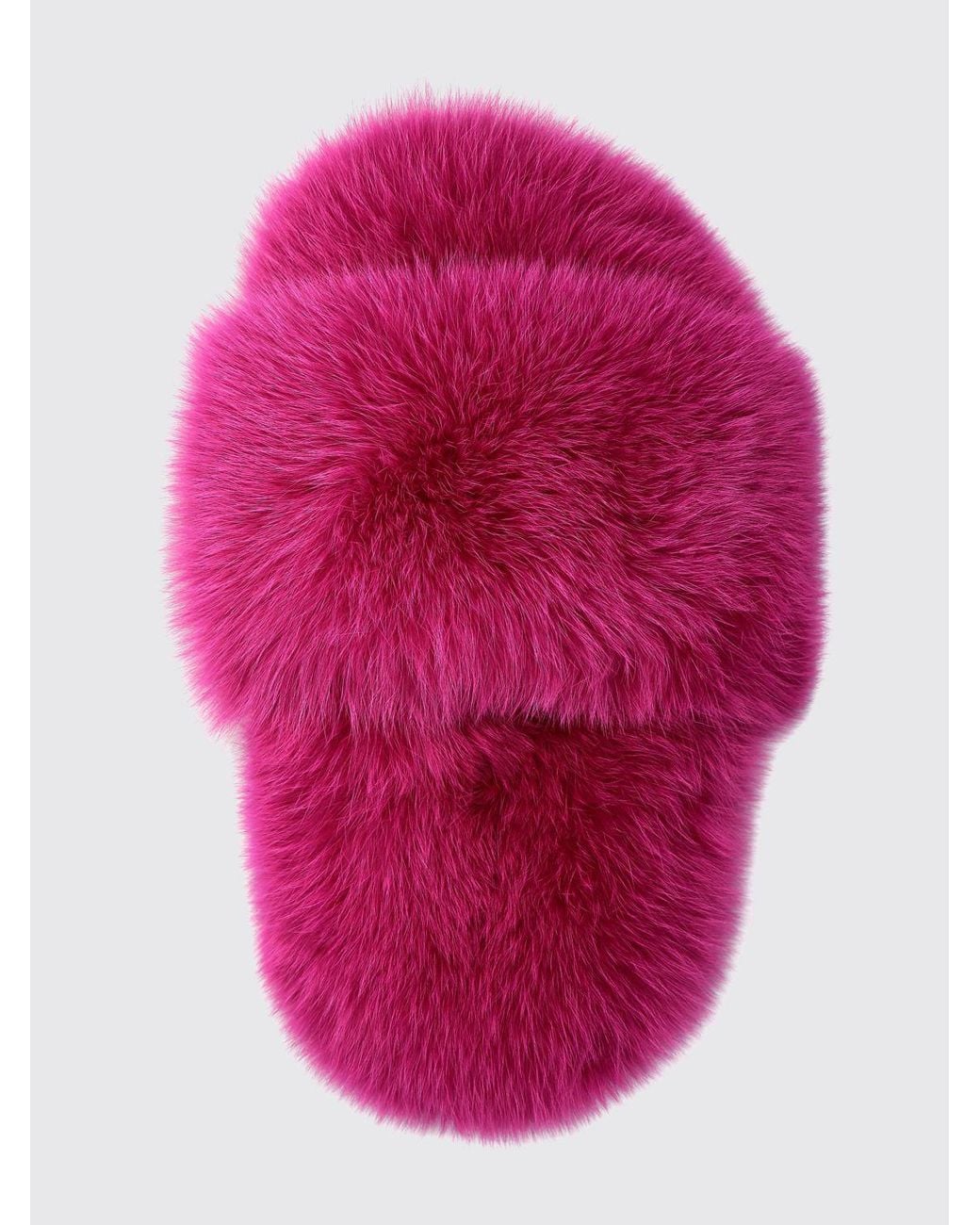 Philipp Plein Pink Solid Colour Fur Slide Sandals With A Low Heel
