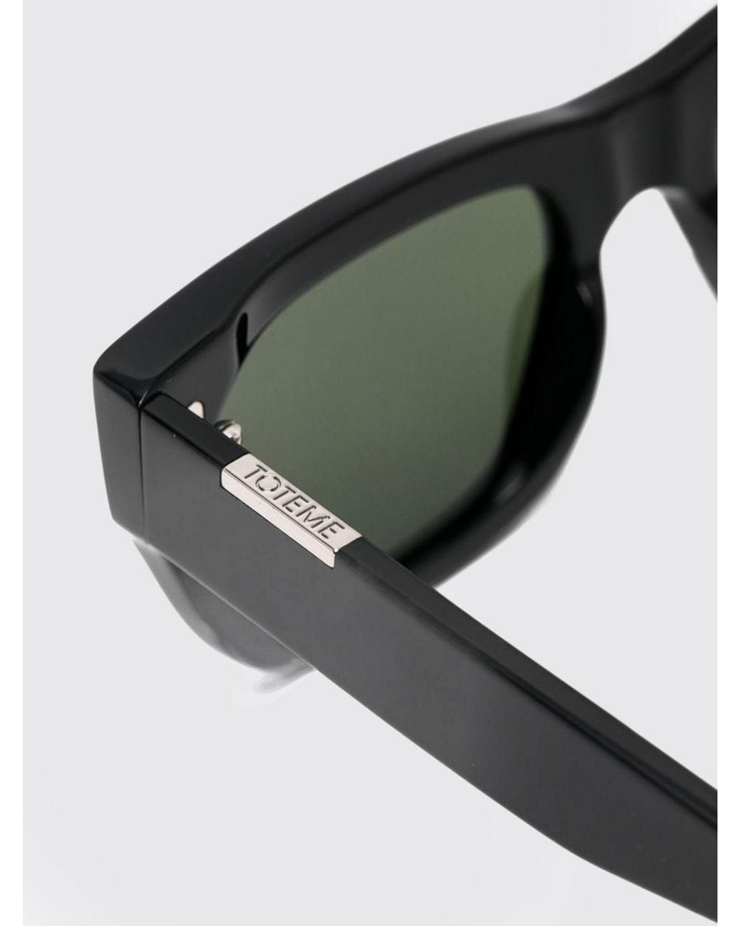 Totême Black Rectangular Acetate Sunglasses With Dark Lenses And Engraved Logo