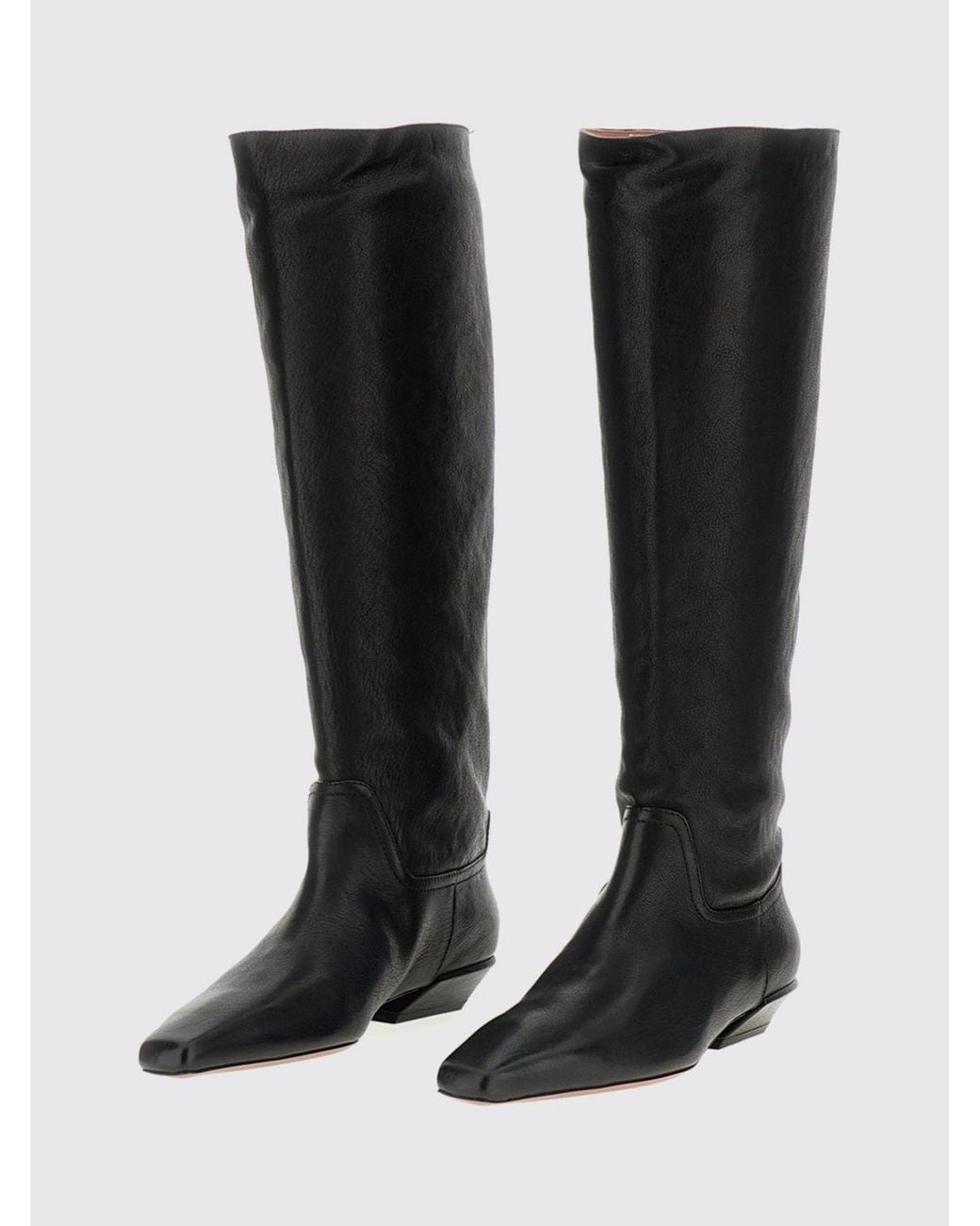Paris Texas Black Bettina Knee-High Calf Leather Boots With A Low Heel