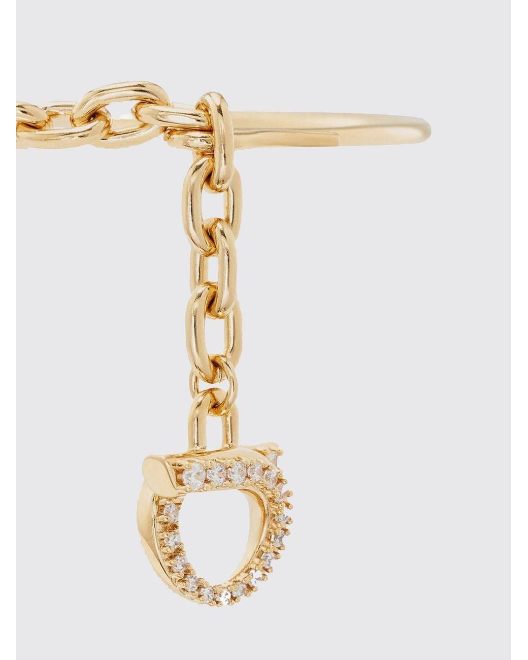 Ferragamo White Logo Detail Brass And Glass Bracelet