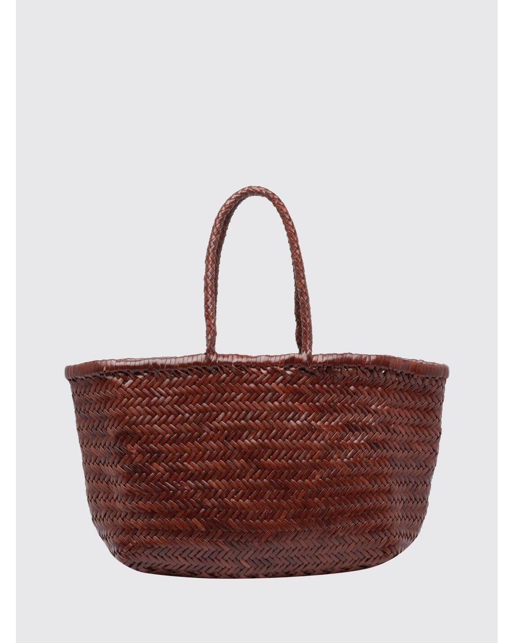 Dragon Diffusion Brown Woven Leather Handbag With Double Handle