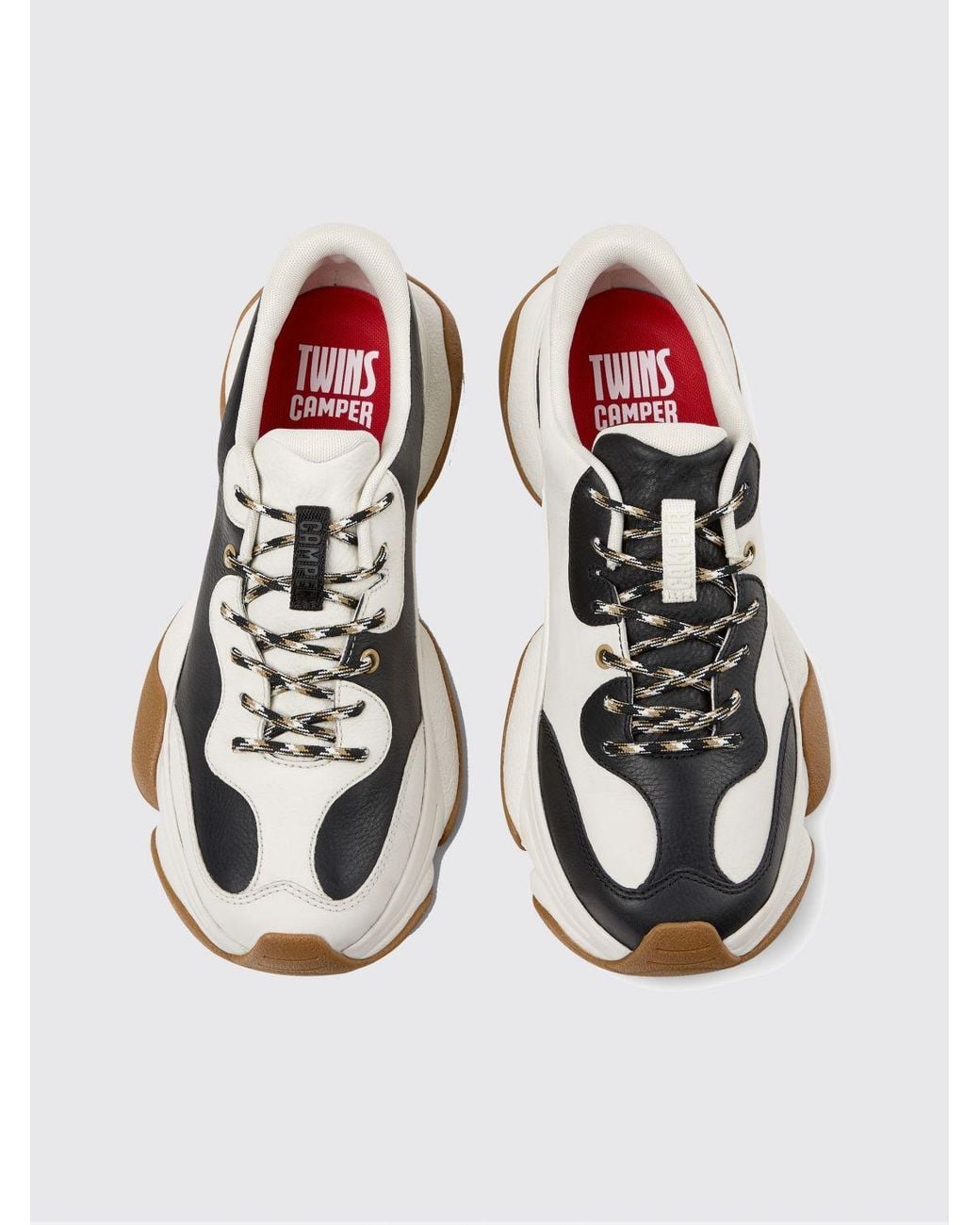 Camper White Twins Leather And Suede Sneakers for men