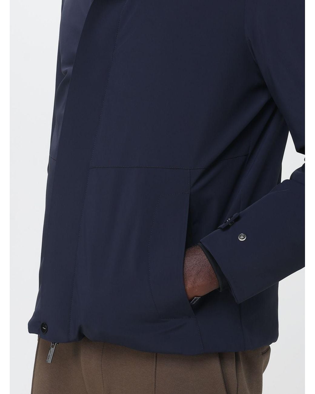 Heskimo Blue Padded Waterproof Nylon Windbreaker With Hood And Slim Fit for men