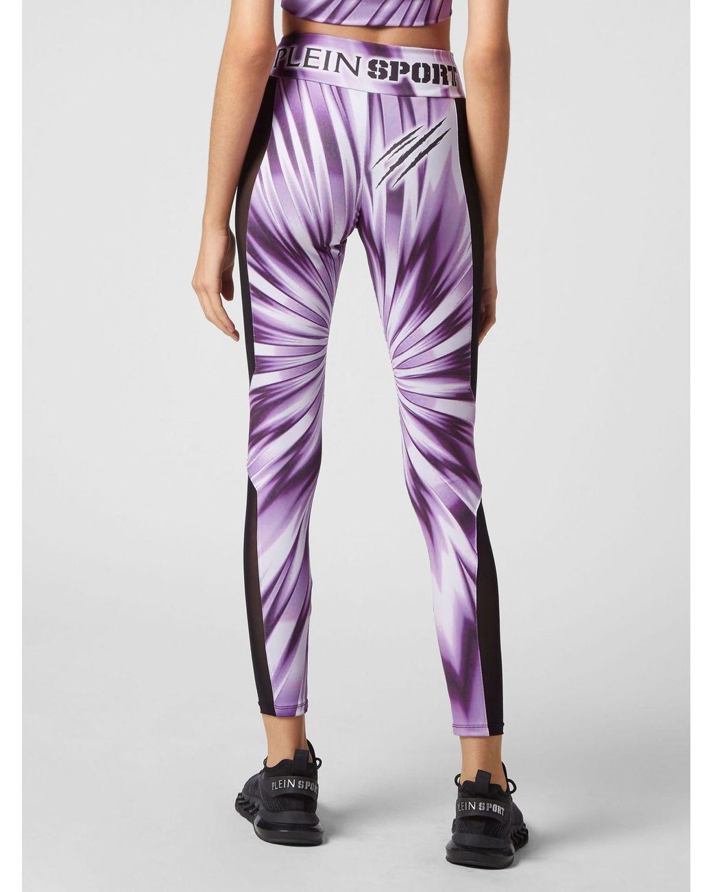 Philipp Plein Purple High-Waisted Abstract Print Leggings