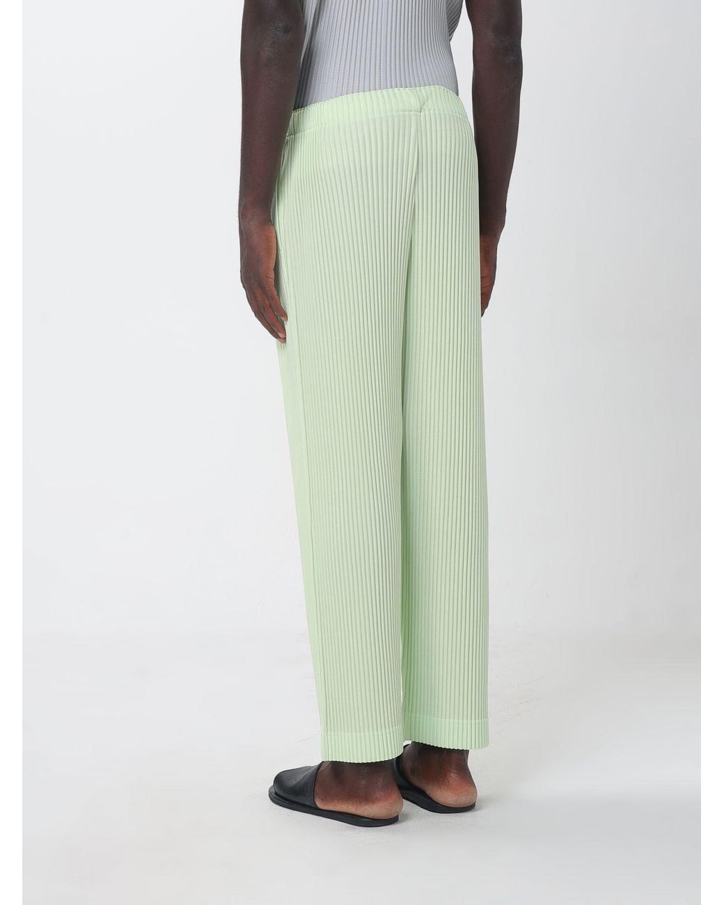 Homme Plissé Issey Miyake Green Homme Plissé Issey Miyake Slim Fit Pleated Trousers With Elasticated Waist for men