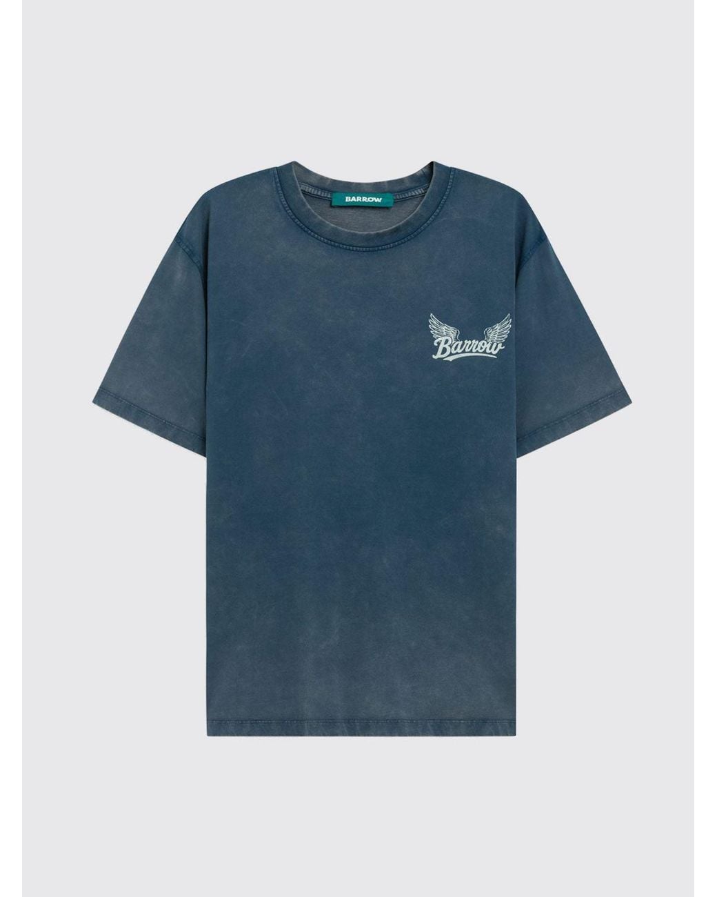 Barrow Blue Graphic Print Cotton T-Shirt With Crew Neck for men