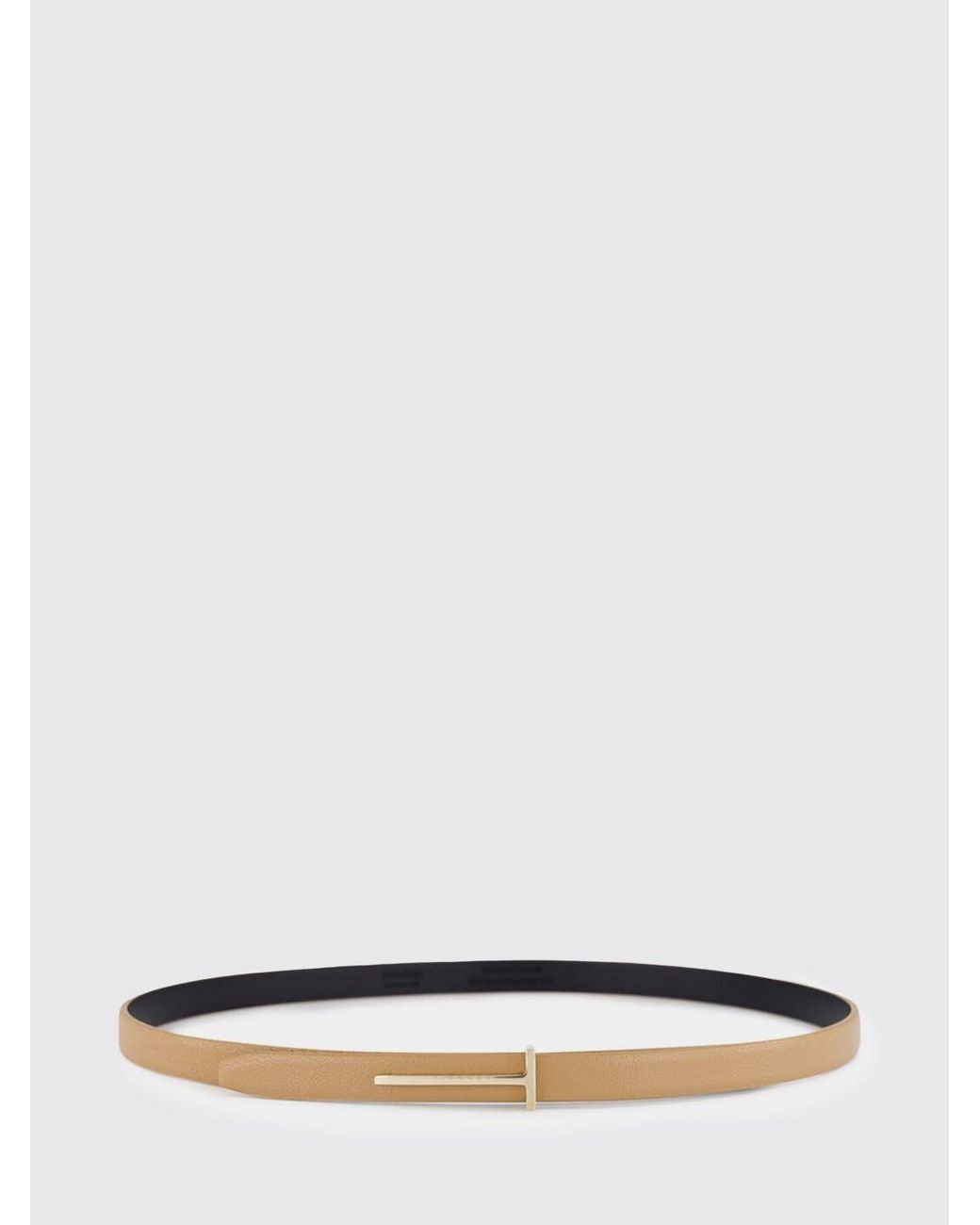 Tom Ford White Slim T Leather Belt