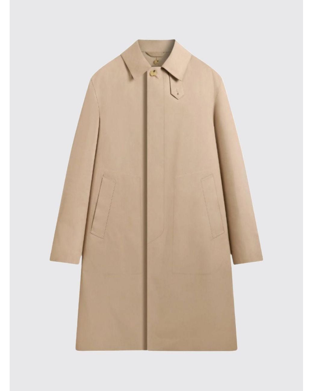 Mackintosh Natural Single-Breasted Polyester Trench Coat With Classic Collar for men