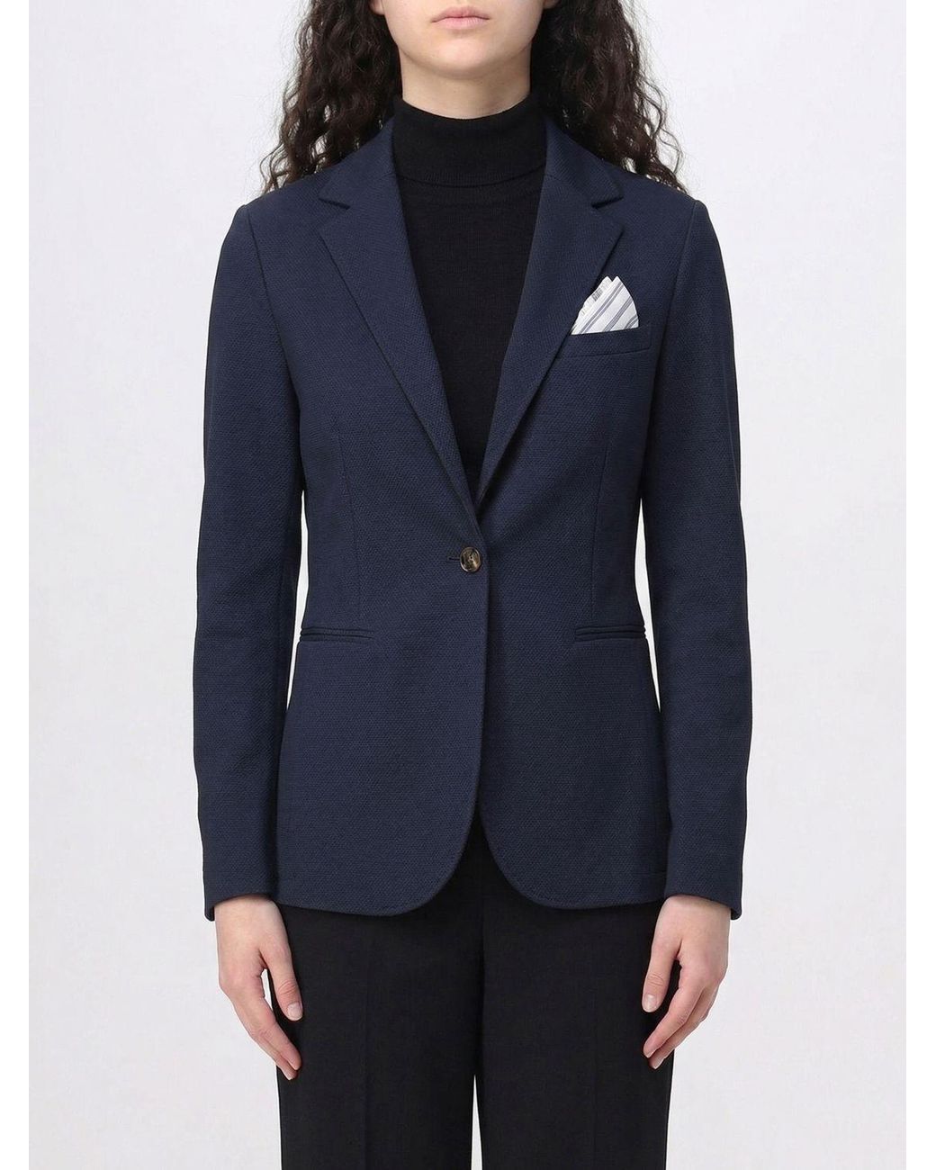 Circolo 1901 Blue Single-Breasted Slim Fit Cotton Blazer