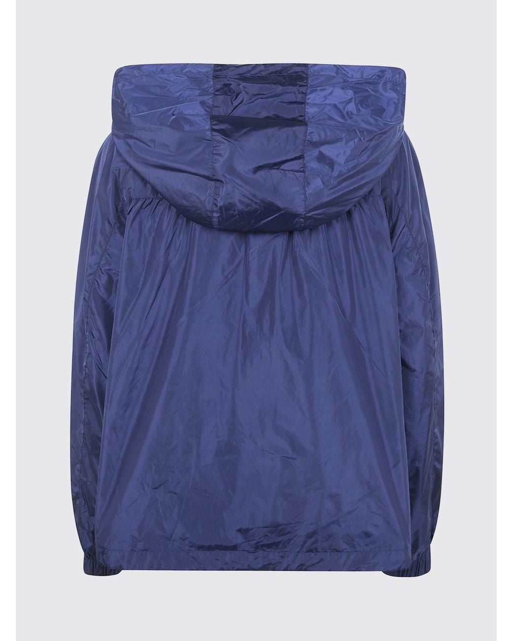Semicouture Blue Technical Fabric Windbreaker Jacket With Hood And Zip Closure