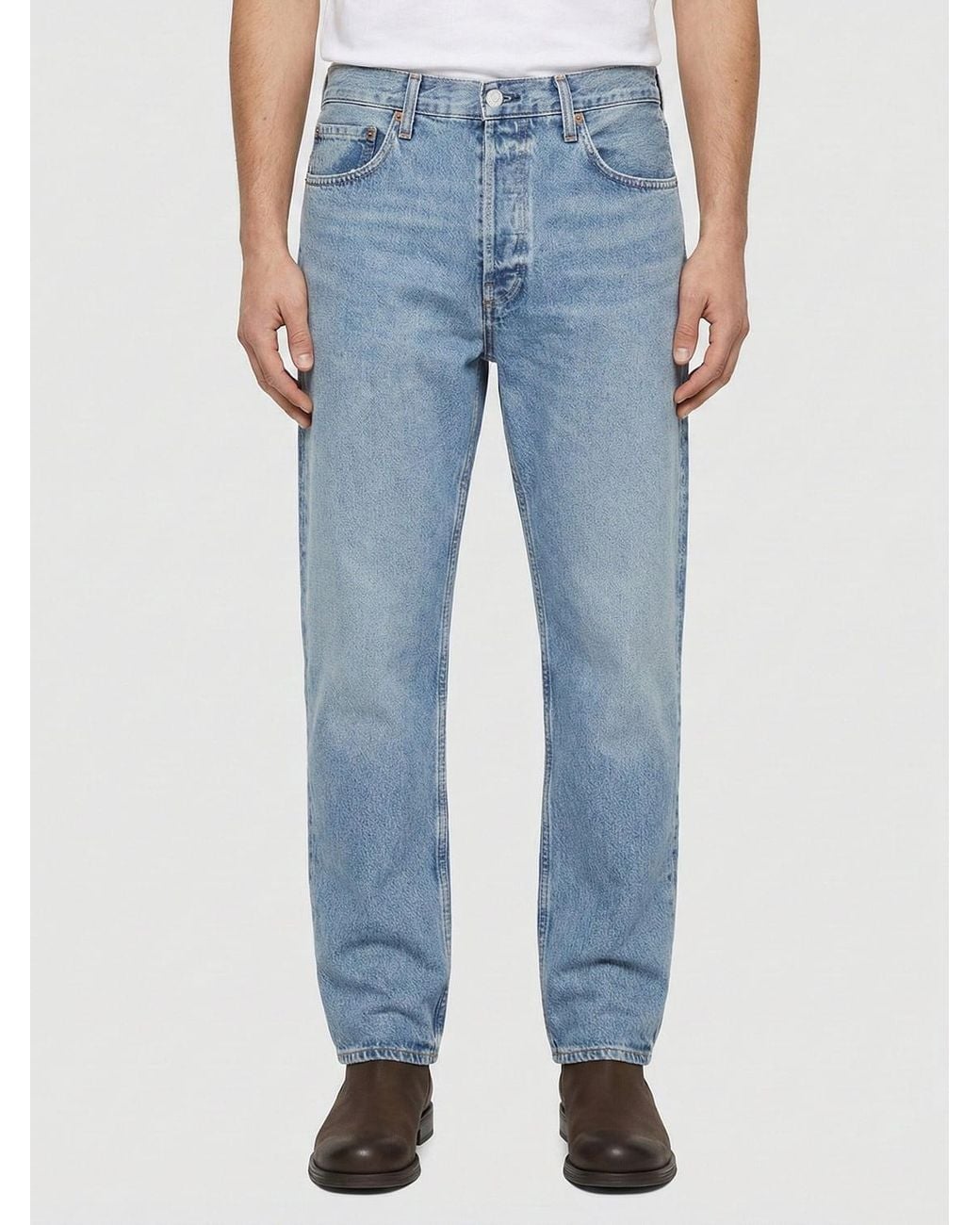 Agolde Blue Cotton Denim Straight Jeans for men