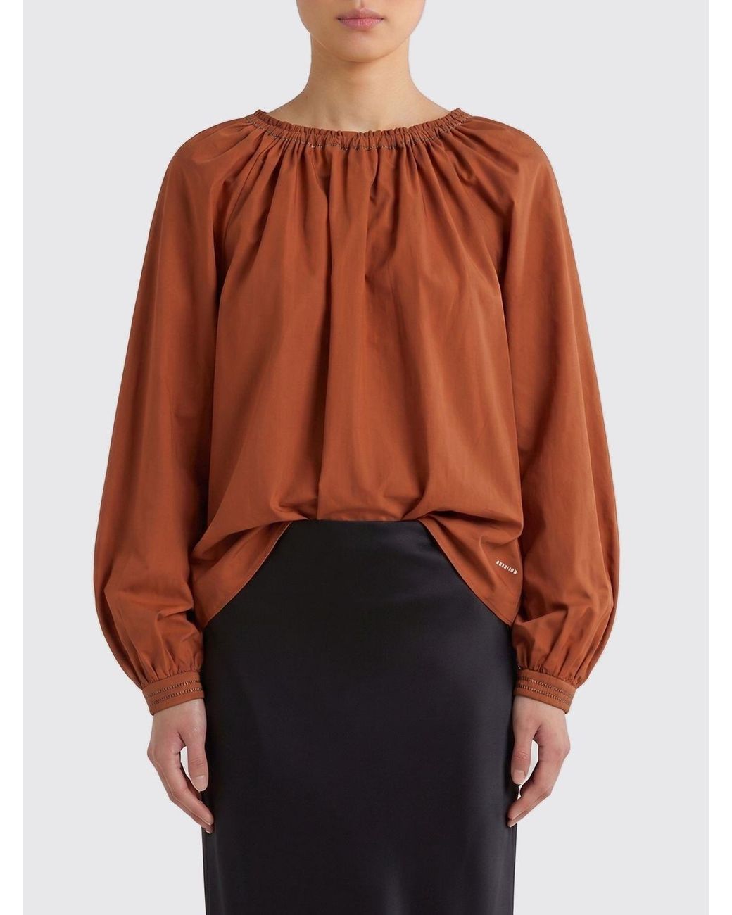 Marni Brown Cotton Long-Sleeved Blouse With Crew Neck