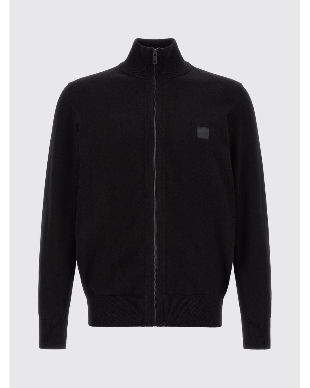 Boss Blue Cotton And Cashmere Turtleneck Zip-Up Jumper for men