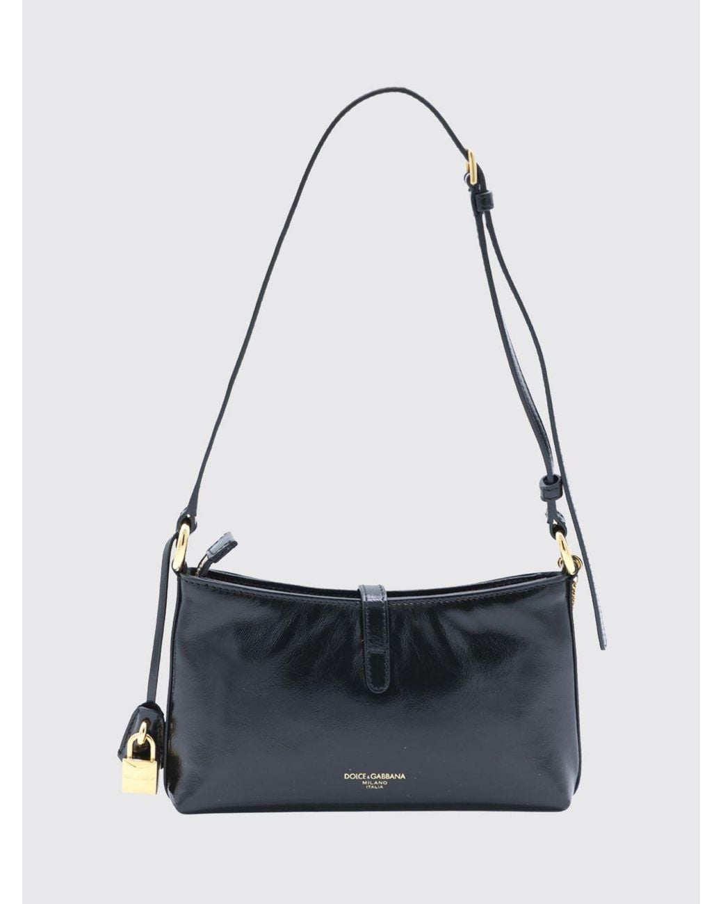 Dolce & Gabbana White Dolce &Amp Gabbana Lock Calfskin Shoulder Bag With Padlock Charm And Zip Closure