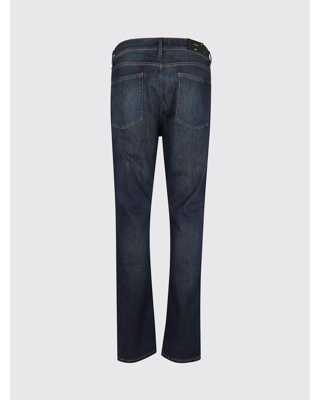 7 For All Mankind Blue Mid-Rise Slim-Fit Skinny Jeans for men