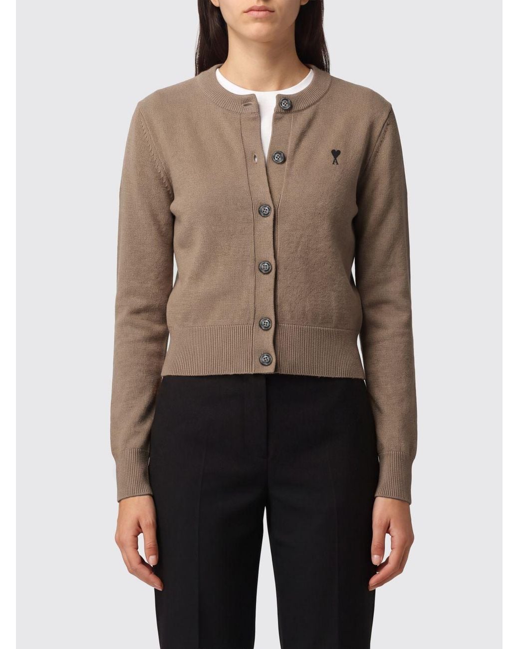 AMI Natural Crewneck Cardigan
